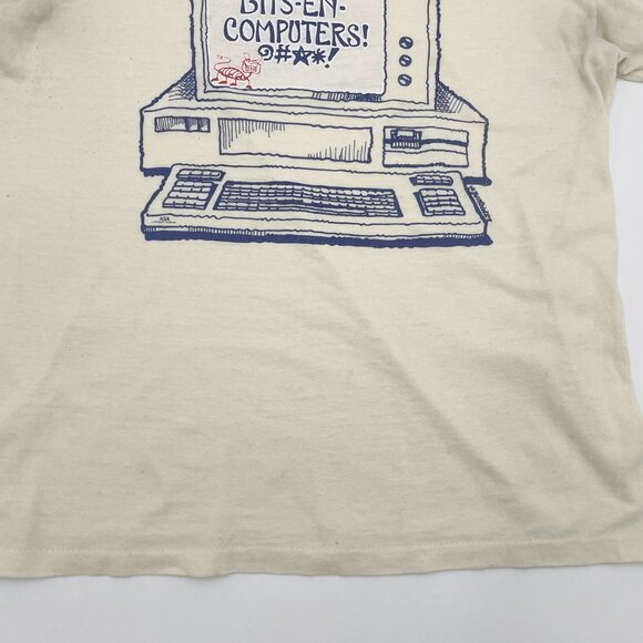 Vintage 80s T-Shirt Computer Humor Tech IT Funny Graphic Tee Retro Novelty Print - Picture 13 of 15